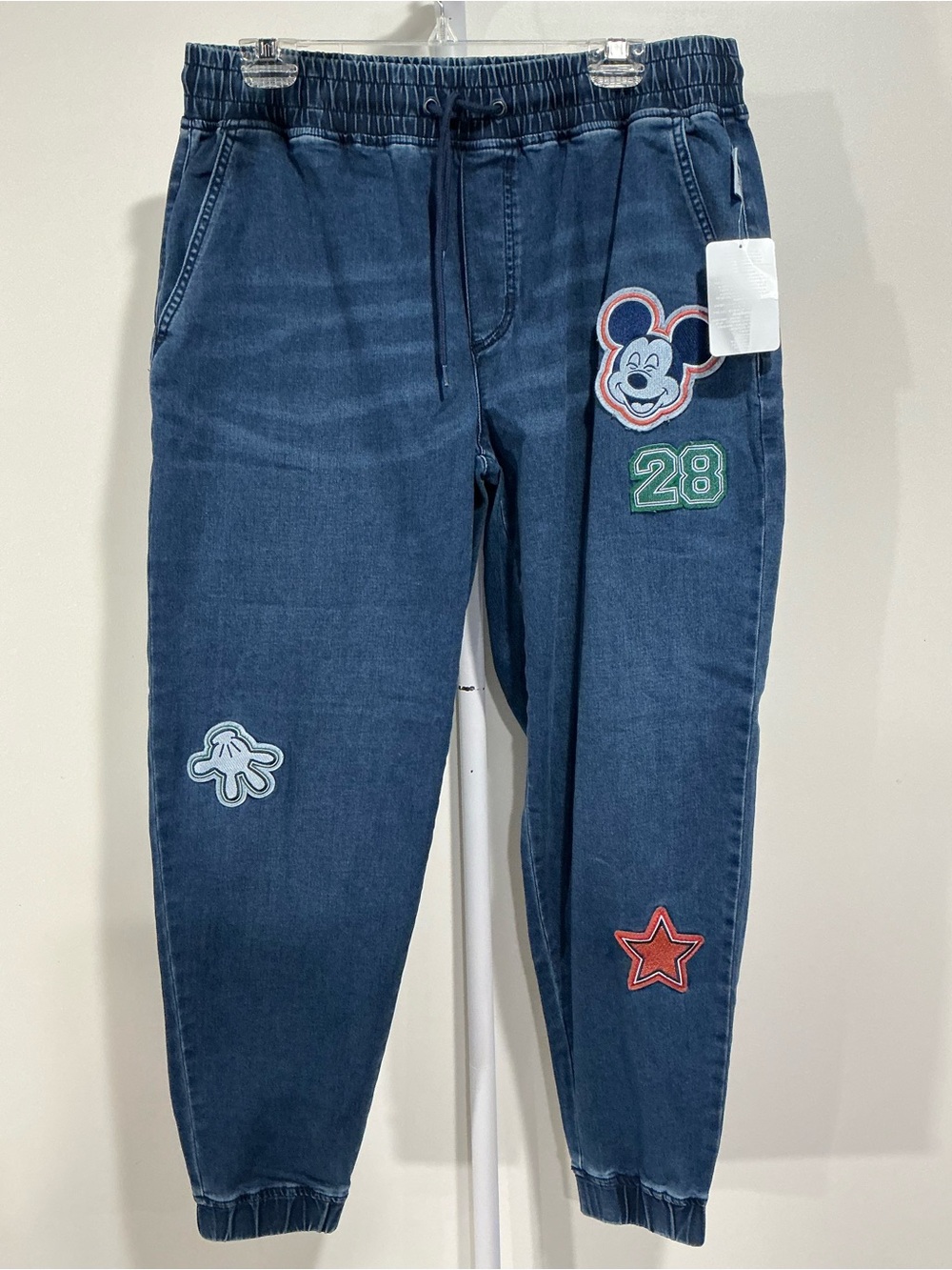 Disney Navy Denim Joggers with Character Patches